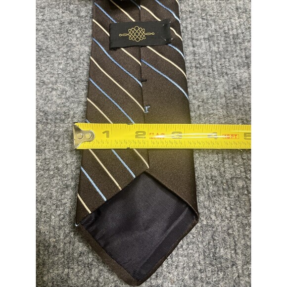 Christian Dior Men’s Tie Necktie Brown Striped Embroidered Logo Vintage - Picture 4 of 4